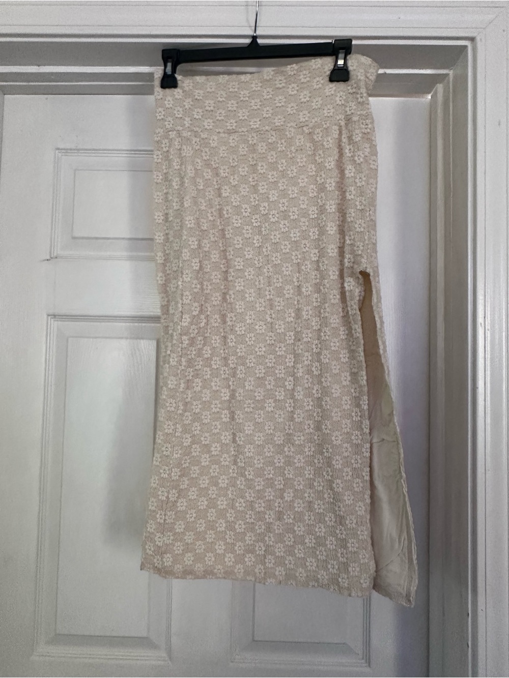 Free People Cream Floral Lace Midi Skirt